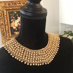 Vintage Handmade Champagne Pearl Collar Necklace